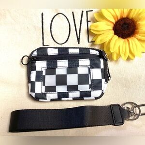 Black Checkered Wristlet Wallet